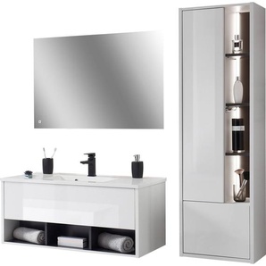 Places of Style Badmöbel-Set Studio Line, Bad im modernen Design, 3-teiliges Badezimmer, (3-St), Schrank, Waschtisch und Spiegel, in zwei Farben verfügbar, Stauraum