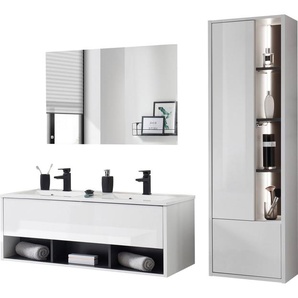 Places of Style Badmöbel-Set Studio Line, Bad im modernen Design, 3-teiliges Badezimmer, (3-St), Schrank, Waschtisch und Spiegel, in zwei Farben verfügbar, Stauraum