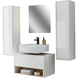 Places of Style Badmöbel-Set Studio Line, Bad im modernen Design, 4-teiliges Badezimmer, (4-St), Schrank, Unterschrank und Spiegel, in zwei Farben verfügbar, Stauraum