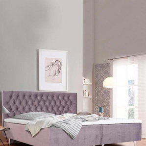 Boxspringbett PLACES OF STYLE Exclusive Komplettbetten Gr. Samtoptik, Liegefläche B/L: 180 cm x 200 cm, H2/H3 + H2/H3, Taschen-Federkernmatratze, lila (flieder) Boxspringbetten ohne Bettkasten inkl. Topper, 3 Breiten, Härtegrad-Ausführungen