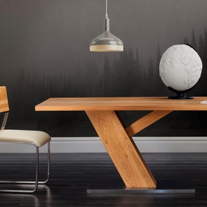 Esstisch PLACES OF STYLE Ranger Tische Gr. B: 160 cm, braun (eiche) Esstisch Holz-Esstische Küchentisch Rechteckige Esstische Tisch aus massiver Wildeiche und Edelstahl