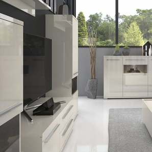 Kommode PLACES OF STYLE Piano Sideboards Gr. B/H/T: 180 cm x 84,6 cm x 45,2 cm, beige (beige hochglanz) Kommode Hochglanz UV lackiert, Soft-Close Funktion