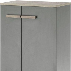 Places of Style Midischrank SOLiD, Badschrank im modernen Design, Schrank mit Holzgriffen in zwei Farben verfügbar, mit Stauraum, stehend o. hängend montierbar