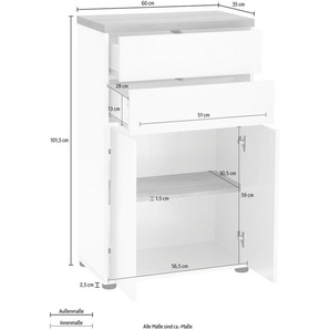 Places of Style Midischrank Thessa mit 2 Türen, 2 Schubkästen und Einlegeboden, BxH: 60 x 101,5 cm
