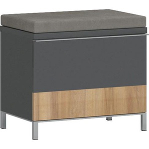 Schuhbank PLACES OF STYLE Onyx Sitzbänke Gr. B/H/T: 55,6 cm x 50,5 cm x 35,2 cm, grau (anthrazit hochglanz) Schuhbänke und Schuhtruhen Sitzbänke mit Sitzkissen