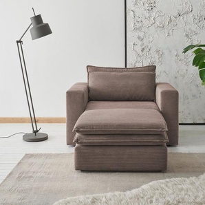 Places of Style Sitzgruppe PIAGGE, (2-tlg), Hochwertiger Cord, Loveseat und Loveseat-Hocker im Set