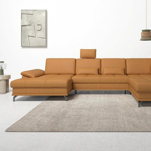Places of Style Wohnlandschaft Costello U-Form, mit Sitztiefenverstellung, Armteilverstellung und, 3 Nierenkissen, optional Bettfunktion und Bettkasten