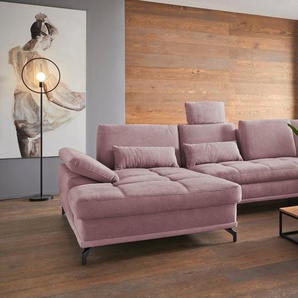 Places of Style Wohnlandschaft Costello U-Form, mit Sitztiefenverstellung, Armteilverstellung und, 3 Nierenkissen, optional Bettfunktion und Bettkasten