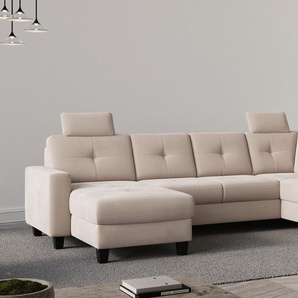 Places of Style Wohnlandschaft Varese, Kreuznaht in beige