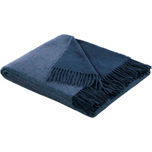 Plaid BIEDERLACK Cashmere-Plaid Wohndecken Gr. B/L: 130 cm x 170 cm, blau (jeans, marine) Wolldecken
