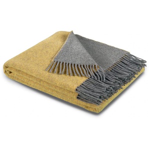 Plaid BIEDERLACK Soft Impression Wohndecken Gr. B/L: 150 cm x 200 cm, grau (ocker, grau) Wolldecken im Doubleface-Look