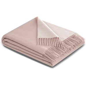 Plaid BIEDERLACK Soft Impression Wohndecken Gr. B/L: 150 cm x 200 cm, rosa (rosé, ecru) Wolldecken im Doubleface-Look