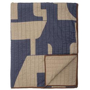 Plaid Roosi textil blau / 150 x 130 cm - Baumwolle, gesteppt - Bloomingville - Blau