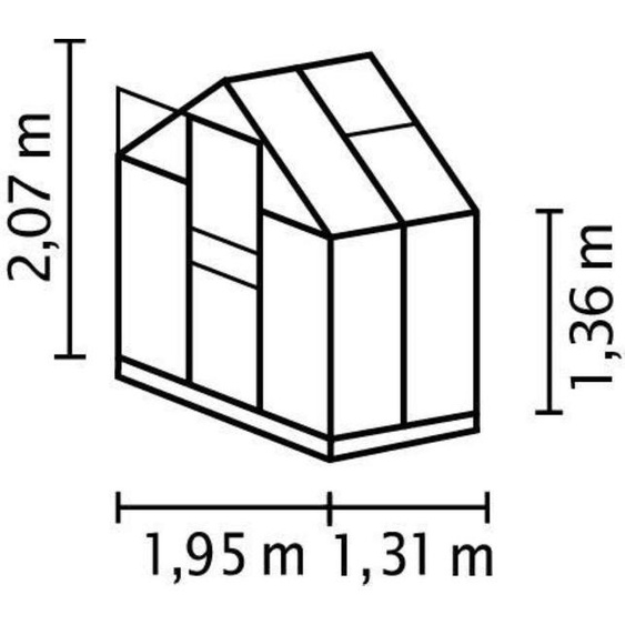 Planet 2500 HKP 6mm, alu - Set, Gewächshaus, L1310 x B1950 x H2074mm Vitavia