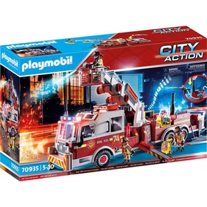 Playmobil® Konstruktions-Spielset Feuerwehr-Fahrzeug: US Tower Ladder (70935), City Action, (113 St), mit Licht- und Soundeffekten, Made in Germany