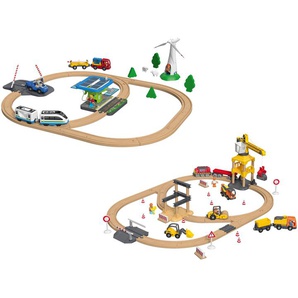 Playtive Eisenbahn-Set Baustelle / Erneuerbare Energien, aus Buchenholz