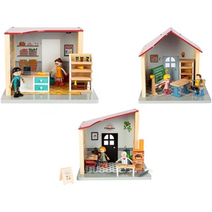 Playtive Puppenhaus Spielset, aus Echtholz