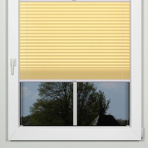 Plissee INDEKO simple Plissees Gr. 130 cm, zweiseitig verschiebbar, 117 cm, gelb (senfgelb, weiß) Sonnenschutz-Plissees