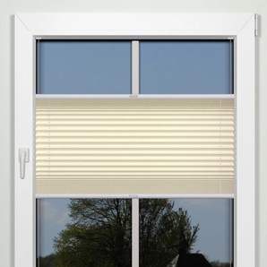 Plissee INDEKO simple Plissees Gr. 220 cm, zweiseitig verschiebbar, 69 cm, beige (sand, weiß) Sonnenschutz-Plissees nach Maß