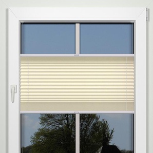 Plissee INDEKO simple Plissees Gr. 220 cm, zweiseitig verschiebbar, 98 cm, beige (sand, weiß) Sonnenschutz-Plissees nach Maß