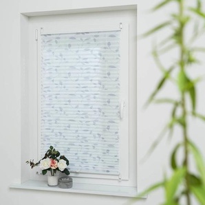Plissee LIEDECO Blätter grau Plissees Gr. 130 cm, zweiseitig verschiebbar, 90 cm, grau (grau, weiß, weiß) Plissees ohne Bohren