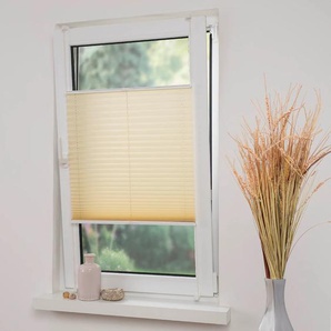 Plissee LIEDECO Klemmfix-Plissee verspannt Plissees Gr. 130 cm, zweiseitig verschiebbar, 80 cm, beige (ecru) Plissees ohne Bohren