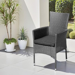 Ploß Rocking Basic Stapelsessel, grau/braun-meliert, Polyrattan, 59 x 62 x 92 cm, inkl. Polster 7200356