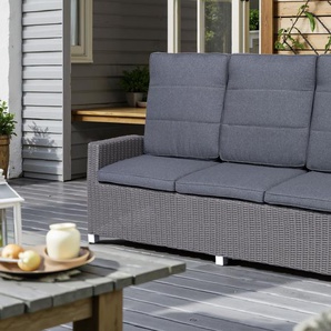 Ploß Vigo Comfort 3-Sitzer Speise-/Lounge-Sofa, stahlgrau-meliert, Polyrattan, 210x84x110cm, verstellbar 7290389