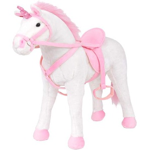 Plüschtier Einhorn Stehend Plüsch Weiß und Rosa XXL