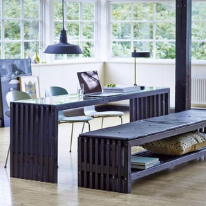 Plus Rustik Lattenbank Design mit Regal 138 x 49 x 45 cm RAL 9005 Schwarz GLO691200645