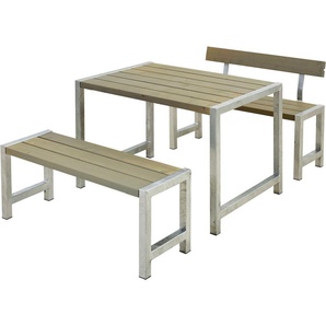 PLUS Garten-Essgruppe Cafegarnituren, (3-tlg), bestehend aus: Tisch und 2 Bänke + 1 Rückenlehne