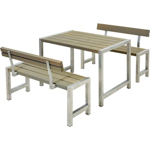 PLUS Garten-Essgruppe Cafegarnituren, (3-tlg), bestehend aus: Tisch und 2 Bänke + 2 Rückenlehnen