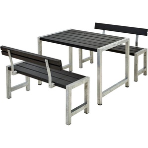 PLUS Sitzgruppe Cafegarnituren, (3-tlg), bestehend aus: Tisch und 2 Bänke + 2 Rückenlehnen