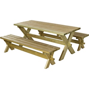PLUS Garten-Essgruppe »Nostalgi« Plankengarnitur, (3-tlg), bestehend aus: Tisch und 2 Bänke