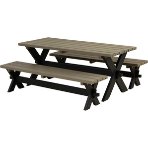 PLUS Garten-Essgruppe »Nostalgi« Plankengarnitur, (3-tlg), bestehend aus: Tisch und 2 Bänke