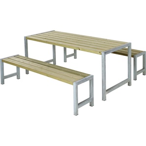 PLUS Garten-Essgruppe Plankengarnituren, (3-tlg), bestehend aus: Tisch und 2 Bänke
