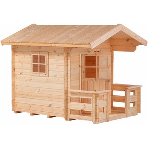 PLUS Spielhaus 134×134 cm + 58 cm Terrasse - unbehandelt - inkl. Dachpappe, Made in Europe