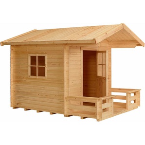 PLUS Spielhaus 182×161 cm + 72 cm Terrasse - unbehandelt - inkl. Dachpappe, Made in Europe