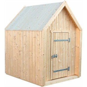 PLUS Spielhaus Classic - 144×124 cm - unbehandelt - inkl. Dachpappe/Aluminiumleisten, Made in Europe