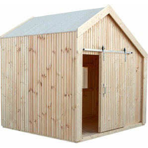 PLUS Spielhaus Cozy - 184×208 cm mit Sitzbank - unbehandelt, Made in Europe