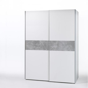 Pol Power Schwebetürenschrank Puls 2-türig Weiß Beton MDF Dekorfolie Kleiderschrank 58-031-H1