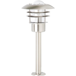Pollerleuchte BRILLIANT LEUCHTEN TERRENCE Lampen Gr. 1 flammig, Ø 22 cm Höhe: 50 cm, silberfarben (edelstahlfarben) Pollerleuchte Pollerleuchten Lampen 50 cm Höhe, Ø 22 cm, E27, IP44, MetallGlas, edelstahl