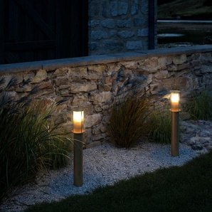 Pollerleuchte NORDLUX Linton Lampen Gr. Ø 9,90 cm Höhe: 79,90 cm, grau (messingfarben) Pollerleuchten Langlebiges Material, geeignet für raues Wetter, verzinktes Gehäuse