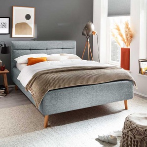 Polster Stoffbett Hellblau im Skandi Design Liegefläche 140x200 cm