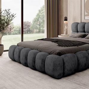 Polsterbett Bett AURELIA 180x200cm Komplettset in Stoff Aprodite Schwarz