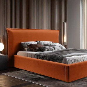 Polsterbett Doppelbett AMADA Komplettset 180x200cm in Stoff Pop Kupfer