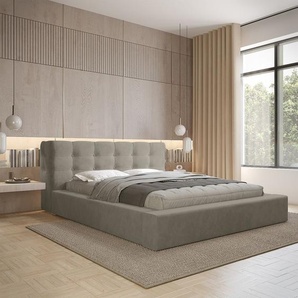 Polsterbett Doppelbett ANTONIO Komplettset 180x200cm in Stoff Ditra Graubeige