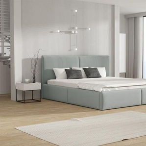 Polsterbett Doppelbett BERGEN 120x200cm Stoff Magic Velvet Hellgrau