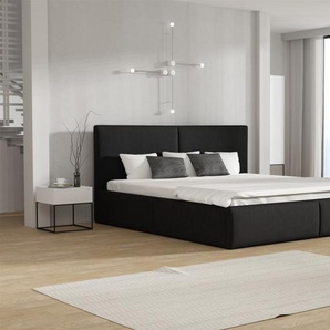 Polsterbett Doppelbett BERGEN 120x200cm Stoff Magic Velvet Schwarz