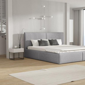 Polsterbett Doppelbett BERGEN 140x200cm Stoff Freya Silbergrau